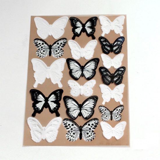 Picture of Black & White - PVC 3D Butterfly DIY Art Wall Stickers Home Decoration 4.5cm - 17cm, 1 Set