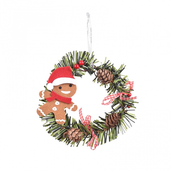 Picture of Multicolor - Gingerbread Man Christmas Wreath For Christmas Tree Home Hanging Decorations 15cm Dia., 1 Piece