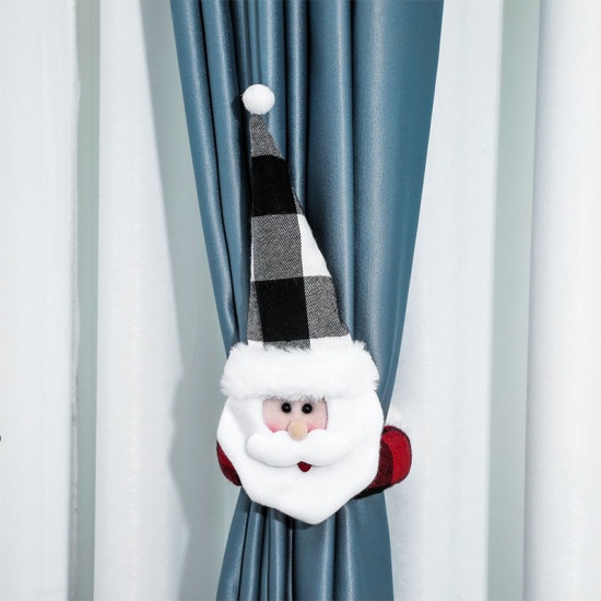 Immagine di White - Christmas Santa Claus Doll Curtain Tiebacks Clips Holdbacks Home Decoration 48x27cm, 1 Piece
