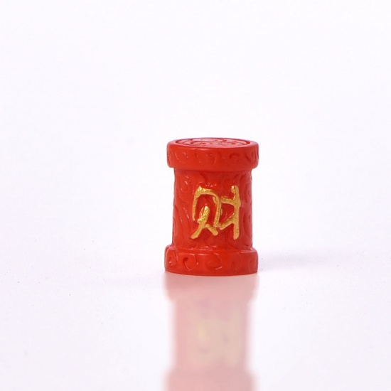 Picture of Red - 3# Firecracker Fortune Tiger Resin Micro Landscape Miniature Decoration 1.5x1.2cm, 1 Piece