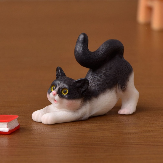 Picture of Black - 10# Cute Cat Series Resin Micro Landscape Miniature Decoration 4x3cm, 1 Piece