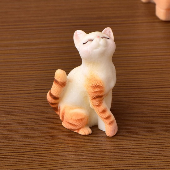 Picture of Orange - 12# Cute Cat Series Resin Micro Landscape Miniature Decoration 3.4x2.5cm, 1 Piece