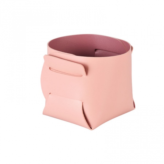 Immagine di Pink - 6# Faux Leather Key Sundries Storage Containers For Hallway And Living Room 10x9x10cm, 1 Piece