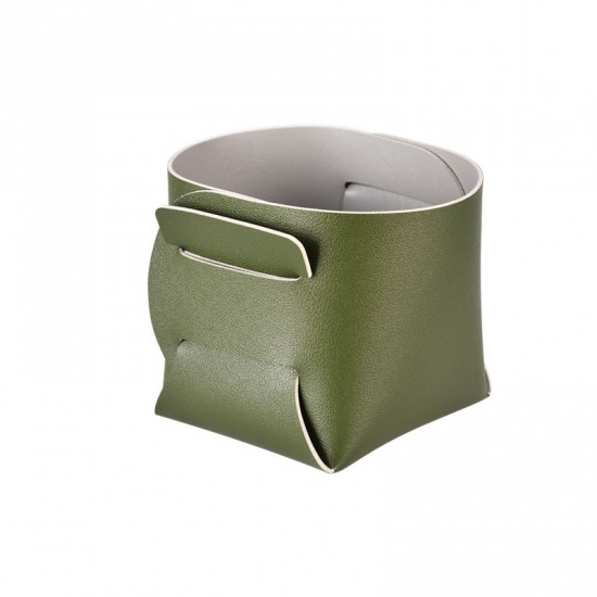 Immagine di Green - 8# Faux Leather Key Sundries Storage Containers For Hallway And Living Room 10x9x10cm, 1 Piece