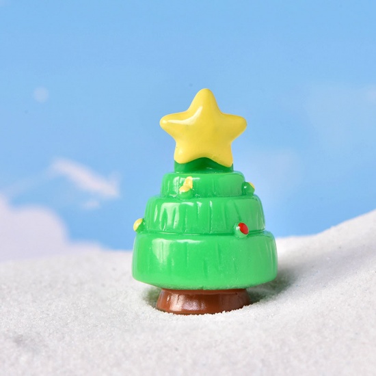 Picture of Green - 9# Cake Christmas Tree Series Resin Micro Landscape Miniature Decoration 3.6x2.4cm, 1 Piece