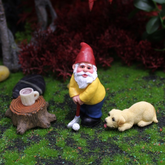 Immagine di Multicolor - Dwarf And Dog Resin Micro Landscape Miniature Decoration, 1 Set