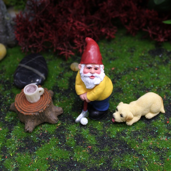 Immagine di Multicolor - Dwarf And Dog Resin Micro Landscape Miniature Decoration, 1 Set