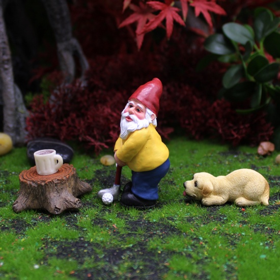 Immagine di Multicolor - Dwarf And Dog Resin Micro Landscape Miniature Decoration, 1 Set