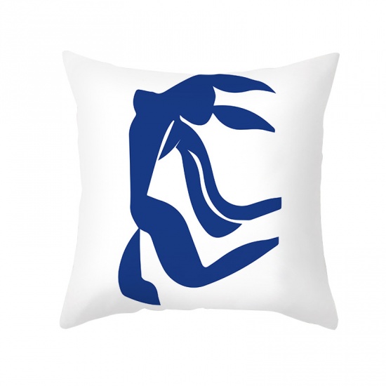 Immagine di Dark Blue - 5# Abstract Art Pattern Peach Skin Fabric Square Pillowcase Home Textile 45x45cm, 1 Piece