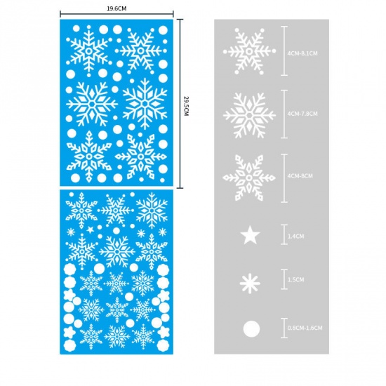 Picture of White - 11# PVC Christmas Snowflake Static Sticker Decals DIY Art Window Home Decoration 19.6x29.5cm, 1 Piece