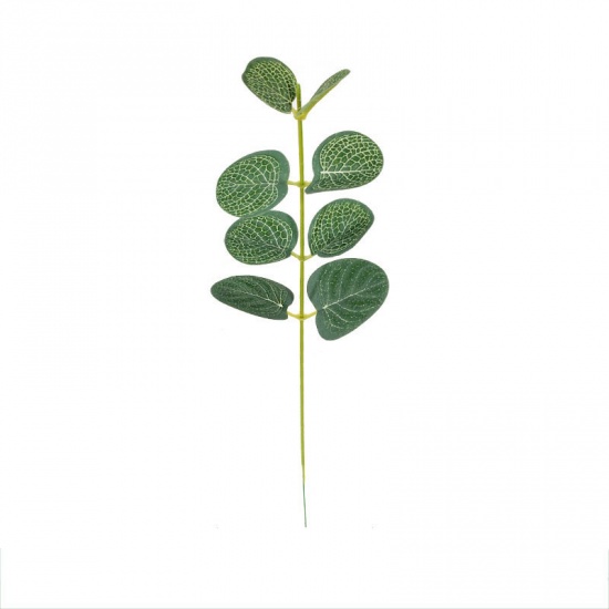 Image de Vert - Feuille d'eucalyptus artificielle en plastique et en fausse soie 10 # pour la décoration de la maison de noce de 30 cm de long, 10 pièces