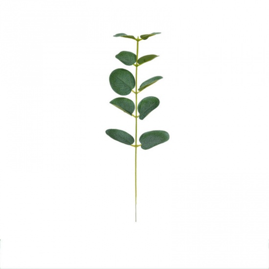 Image de Vert - 11 # Feuille d'eucalyptus artificielle en plastique et fausse soie pour la décoration de la maison de noce 28 cm de long, 10 pièces