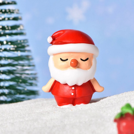 Immagine di Red - 3# Christmas Santa Claus Resin Micro Landscape Miniature Decoration 3.5x2.5cm, 1 Piece