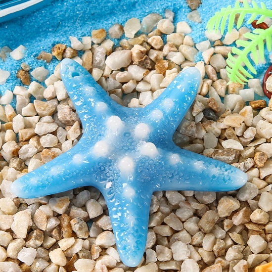 Picture of Blue - Artificial Star Fish Ocean Series Resin Hanging Home Decoration With Rope 6x6cm, 1 Piece
