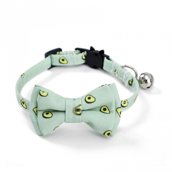 Immagine di Light Green - 1# Polyester Bowknot Adjustable Cat Collar with Bell Safety Buckle Pet Supplies 28x1cm, 1 Piece
