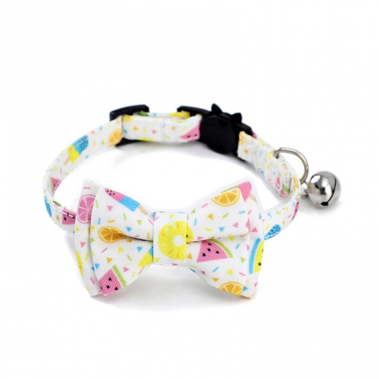 Immagine di Multicolor - 5# Polyester Bowknot Adjustable Cat Collar with Bell Safety Buckle Pet Supplies 28x1cm, 1 Piece