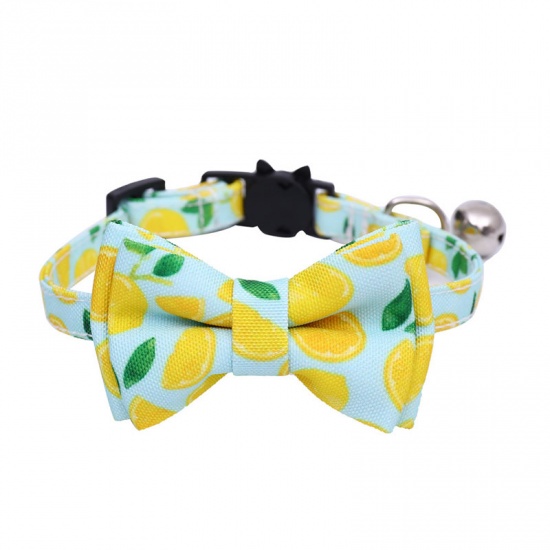 Immagine di Light Blue - 11# Polyester Bowknot Adjustable Cat Collar with Bell Safety Buckle Pet Supplies 28x1cm, 1 Piece