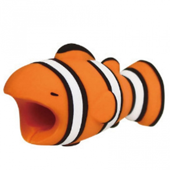 Изображение Orange - 6# Clownfish Cute Animal PVC Protector For Data Charging Cable 4x1.5x1.8cm, 1 Piece