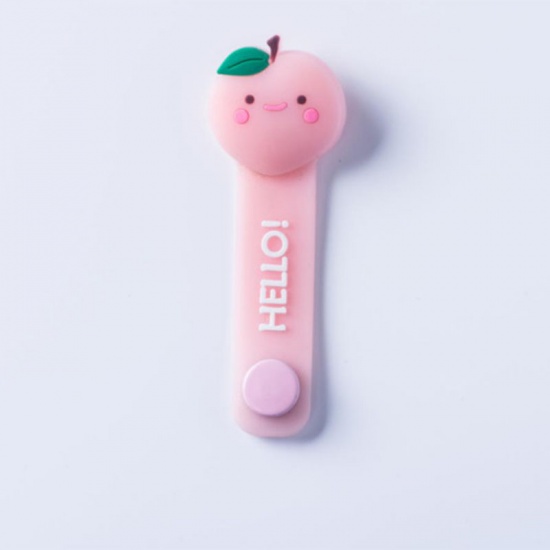 Picture of Pink - 7# Peach Cute Fruit Silicone Earphone Headset Data Cable Winder 10x4cm, 1 Piece