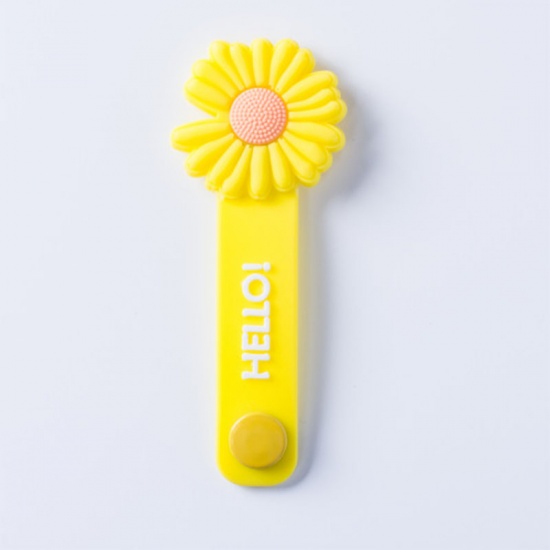 Изображение Yellow - 9# Daisy Cute Fruit Silicone Earphone Headset Data Cable Winder 10x4cm, 1 Piece