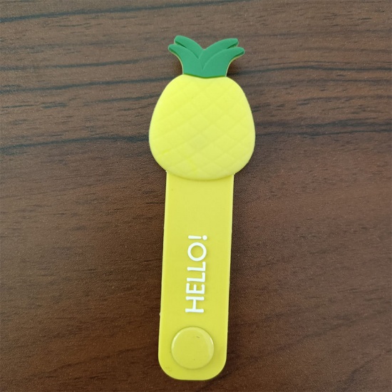 Picture of Yellow - 10# Pineapple Cute Fruit Silicone Earphone Headset Data Cable Winder 10x4cm, 1 Piece