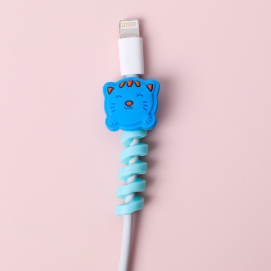 Picture of Blue - 2# Cat Earphone Headset Data Cable Silicone Winder Protector 4.3x2.5cm, 1 Piece