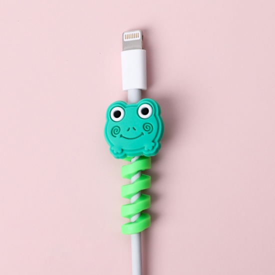 Picture of Green - 3# Frog Earphone Headset Data Cable Silicone Winder Protector 4.3x2.5cm, 1 Piece