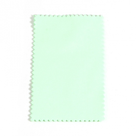 Immagine di Velluto di Cotone Panno per Lucidare Gioielli Rettangolo Verde Chiaro Scamosciato 10cm x 6.5cm, 50 PCs