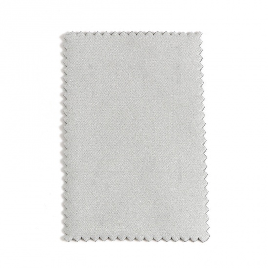 Immagine di Velluto di Cotone Panno per Lucidare Gioielli Rettangolo Grigio Scamosciato 10cm x 6.5cm, 50 PCs