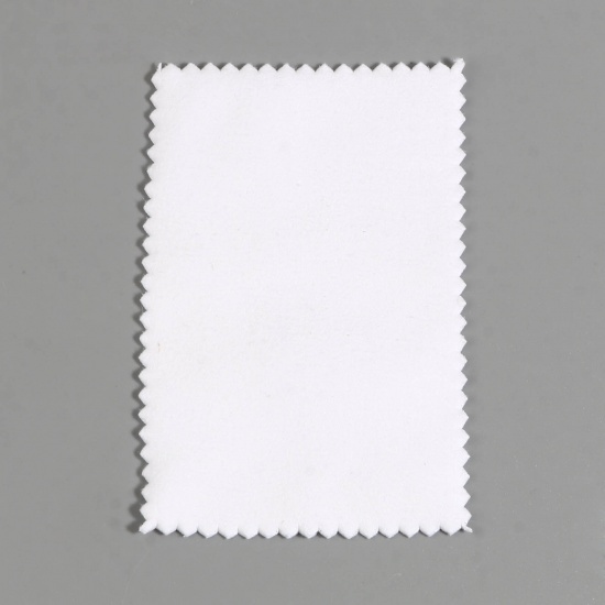 Immagine di Velluto di Cotone Panno per Lucidare Gioielli Rettangolo Bianco Scamosciato 10cm x 6.5cm, 50 PCs
