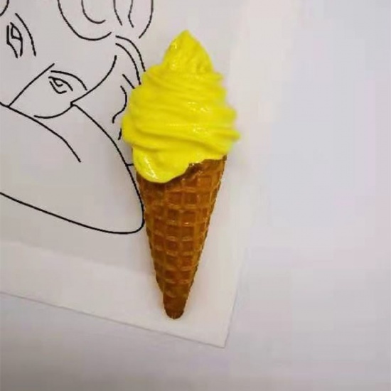 Immagine di Yellow - 21# Ice Cream Dessert 3D Resin Fridge Magnet 7cm - 3cm, 1 Piece