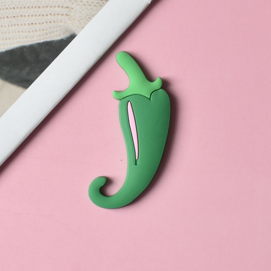 Picture of Green - 6# Chili Cute Cartoon Vegetable Soft PVC Fridge Magnet 5cm - 4.5cm, 1 Piece