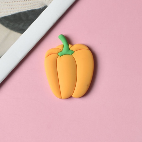 Picture of Orange Yellow - 10# Pepper Cute Cartoon Vegetable Soft PVC Fridge Magnet 5cm - 4.5cm, 1 Piece