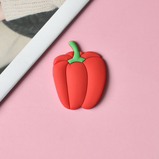 Immagine di Red - 14# Pepper Cute Cartoon Vegetable Soft PVC Fridge Magnet 5cm - 4.5cm, 1 Piece