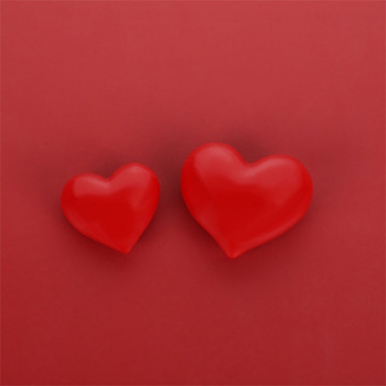Immagine di Red - Cute Christmas Big Heart Resin Fridge Magnet 5cm - 4cm, 1 Piece