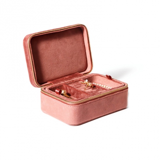 Picture of Velvet Jewelry Gift Jewelry Box Rectangle Dark Pink 15cm x 10.5cm , 1 Piece