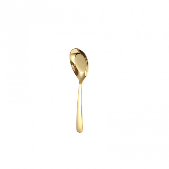 Picture of Golden - 14.7x3.7cm 410 Stainless Steel Small Flat Base Spoon Flatware Cutlery Tableware, 1 Piece