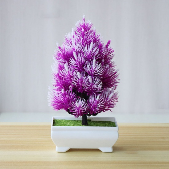 Bild von Violett - 4# Künstlicher Weihnachtskiefernbaum aus Kunststoff Topfpflanzen Haus Dekoration 22x14cm, 1 Stück