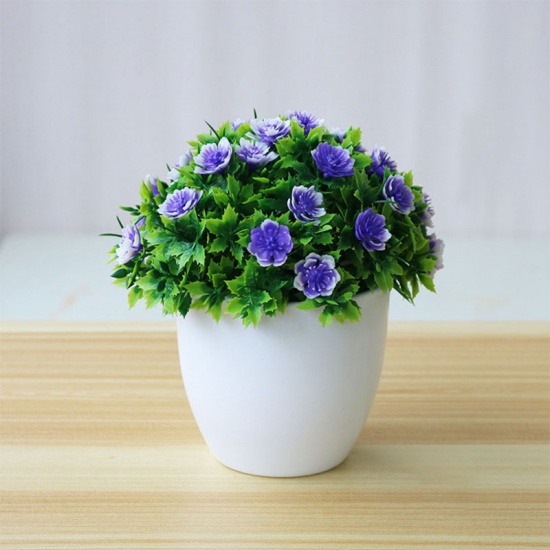 Immagine di Purple - 5# Plastic Artificial Flower Potted Plants Home Decoration 15x14cm, 1 Piece
