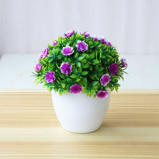 Imagen de Violet - 6# Plastic Artificial Flower Potted Plants Home Decoration 15x14cm, 1 Piece