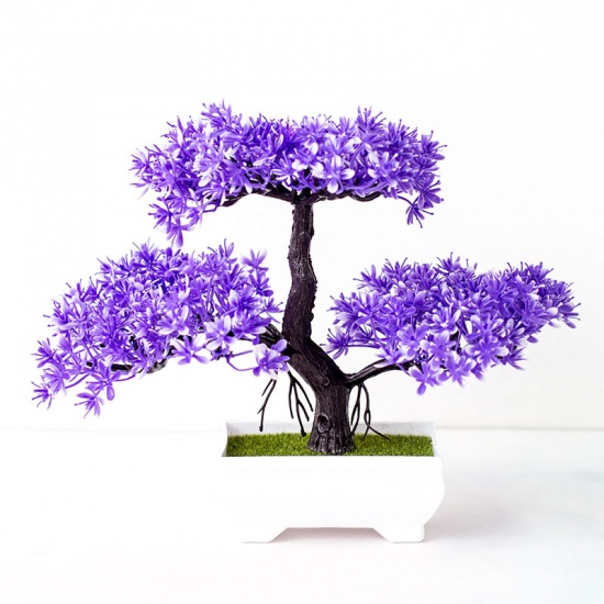 Image de Violet bleu - 1 # Plantes en pot de pin artificiel en plastique Décoration de la maison 30x25cm, 1 pièce