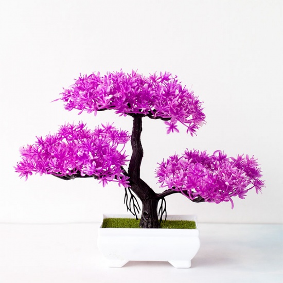 Immagine di Violet - 2# Plastic Artificial Pine Tree Potted Plants Home Decoration 30x25cm, 1 Piece