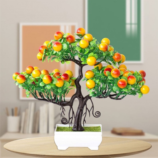 Immagine di Yellow - 3# Plastic Artificial Fruit Tree Potted Plants Home Decoration 30x28cm, 1 Piece
