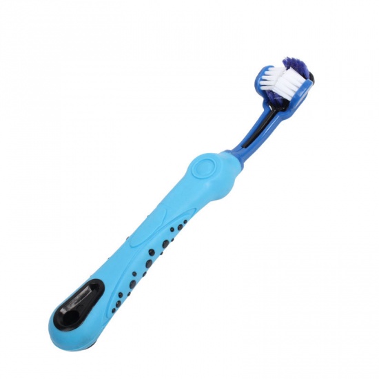 Picture of Blue - Multi-ngle Cleaning Oral Cavity Cleaning Tooth Cat Dog Toothbrush Pet Supplies 17.3x2.6cm, 1 Piece