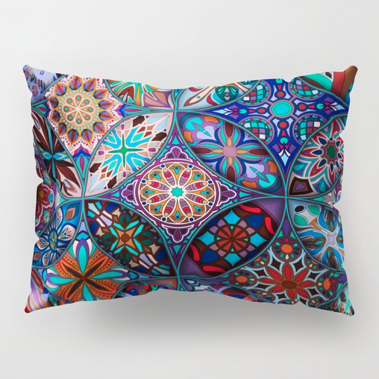 Picture of Multicolor - 12# Boho Chic Style Printed Polyester Rectangle Pillowcase Home Textile 50x30cm, 1 Piece