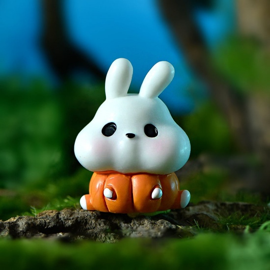 Immagine di White - 15# Halloween Pumpkin Rabbit Resin Micro Landscape Miniature Decoration 3.5x2.7cm, 1 Piece