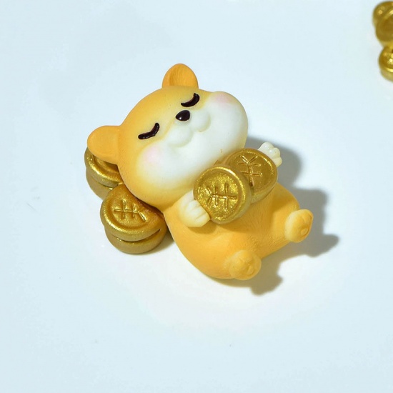 Immagine di Yellow - 7# Fortune Dog Resin Micro Landscape Miniature Decoration 4x3cm, 1 Piece