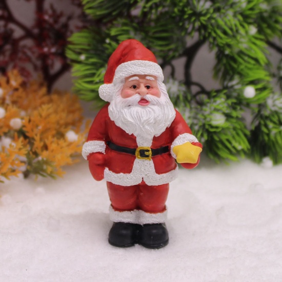 Picture of Red - 1# Christmas Santa Claus Resin Micro Landscape Miniature Decoration 7.8x4.7x3.3cm, 1 Piece