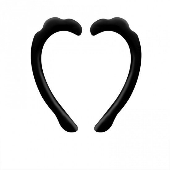 Immagine di Black - 2# Anti-slip Washable Reusable Silicone Mask Ear Protector Saver For Effectively Alleviate Ear Discomfort 6.3x3cm, 10 Pairs