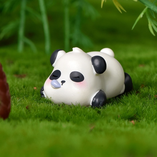 Picture of White & Black - 2# Cute Panda Resin Micro Landscape Miniature Decoration 3.5x2cm, 1 Piece